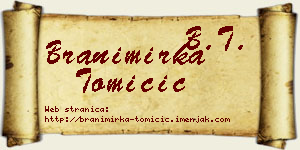 Branimirka Tomičić vizit kartica